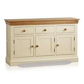 Tủ Chén Thấp Country Cottage Loại Lớn Gỗ Sồi Ibie DSCSLCOUO - Trắng (140 x 42 cm)
