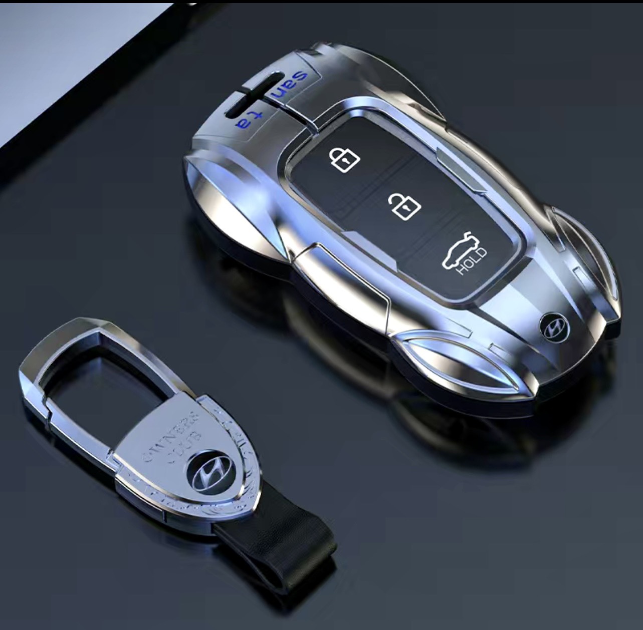 Vỏ Ốp chìa khóa hình Siêu Xe ô tô Hyundai Kona, Accent, Elantra, Santafe loại 3 và 4 nút bấm