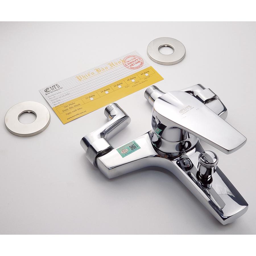 Củ sen nóng lạnh chân ngoài Đồng mạ Chrome Eurolife EL-3001 New (Trắng bạc)