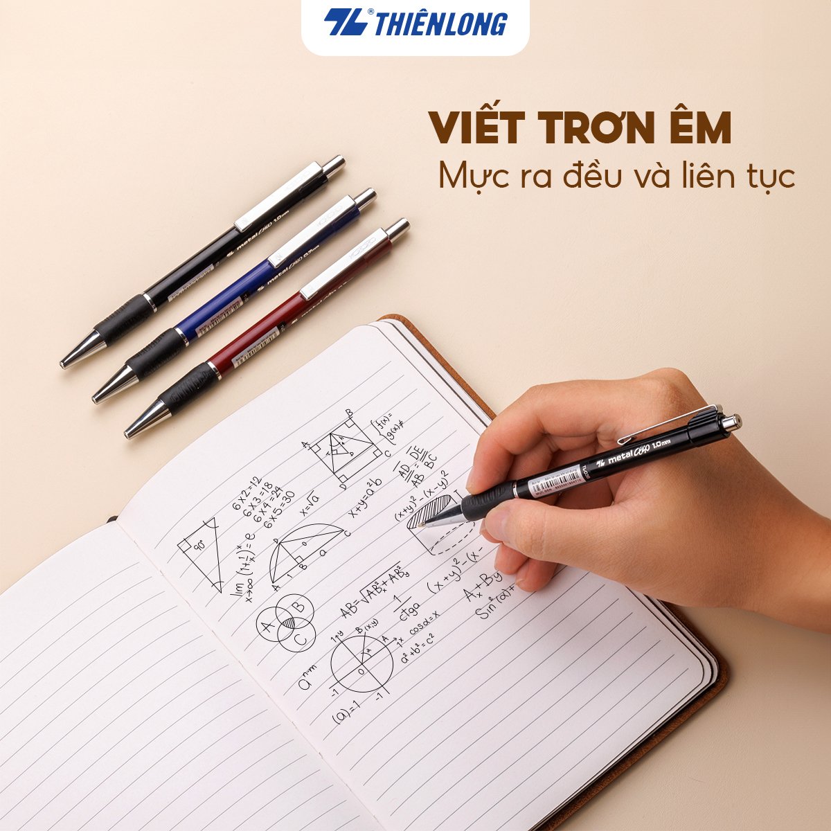 Combo 5-10-20 Bút Bi Thiên Long Metal Clip TL-036 đầu bi 0.7mm