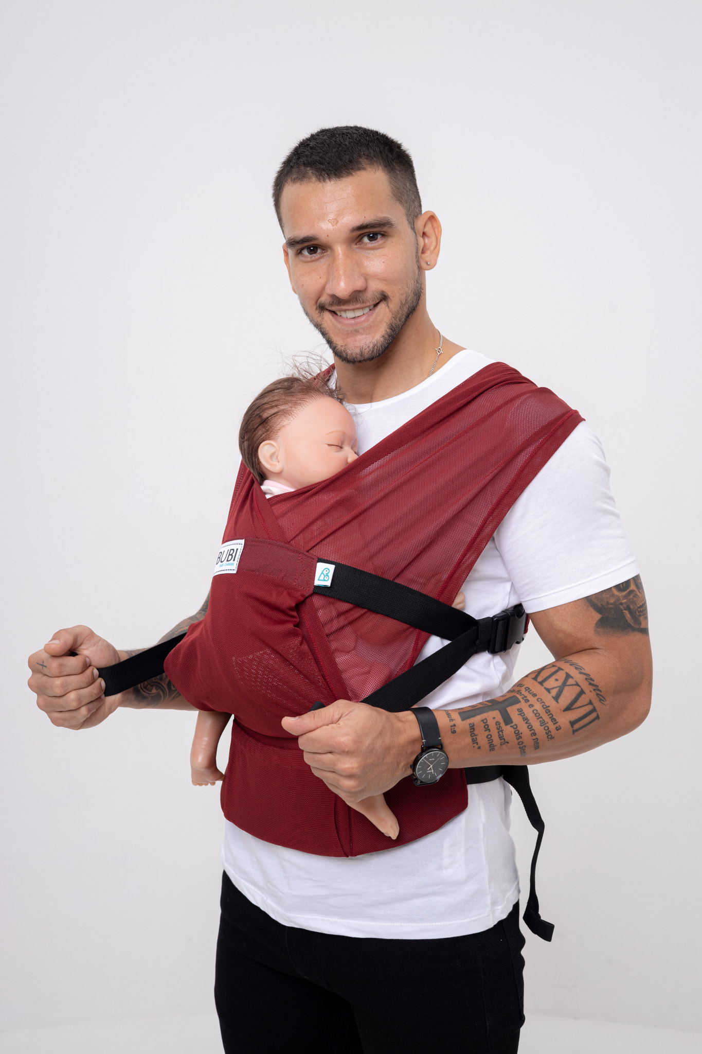 Địu vải BUBI Gen 3 - 100% LƯỚI - ĐỎ ĐÔ