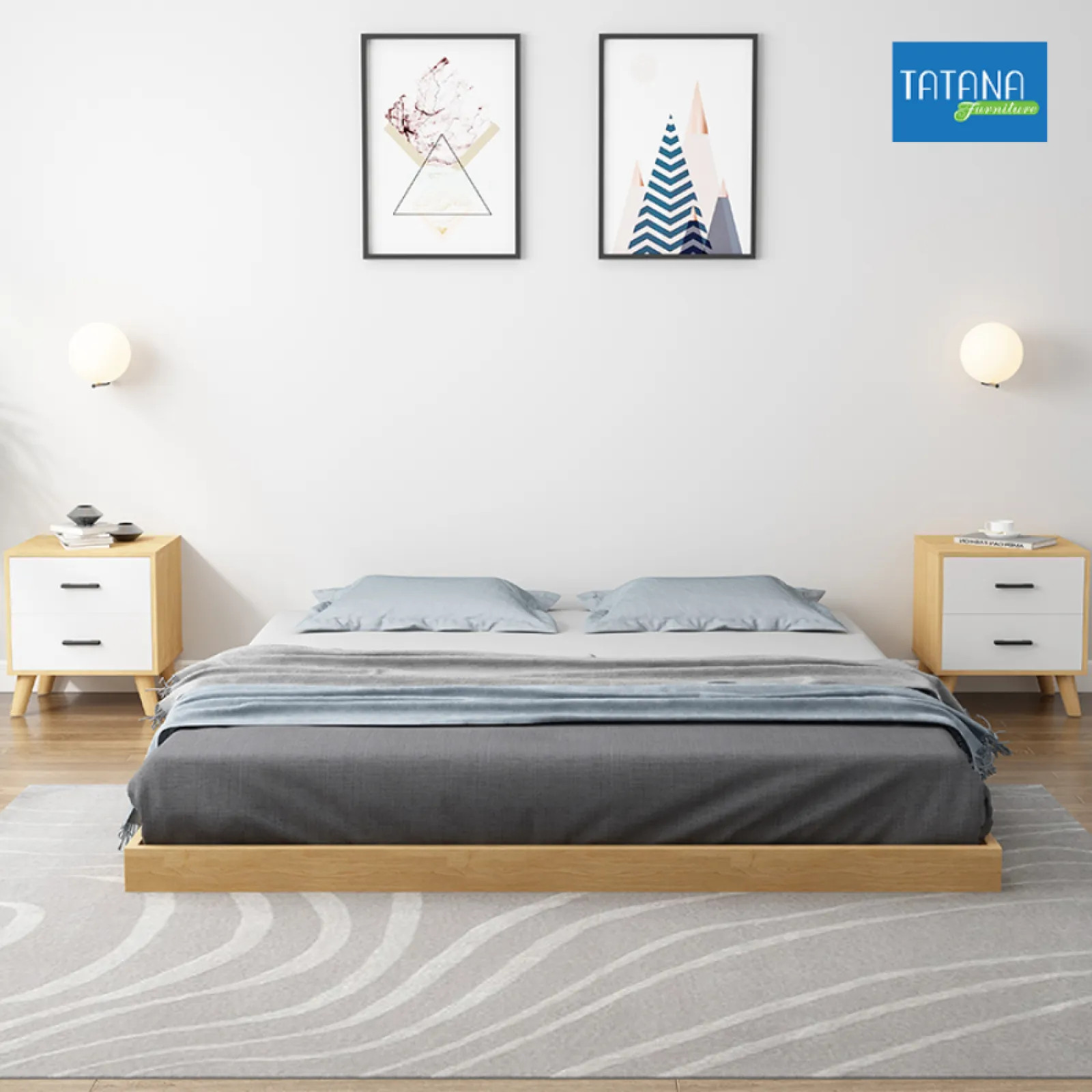 Free Ship HCM - Giường pallet gỗ Tatana MDF029-Hiện đại tiện lợi.