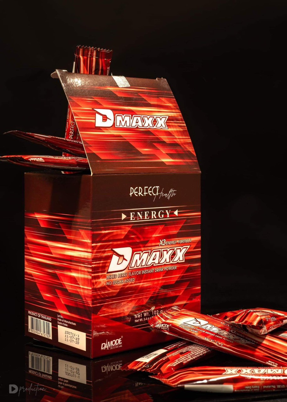 DMAXX thức uống bổ sung vitamin năng lượng không đường DAMODE 2 gói dùng thử màu đỏ