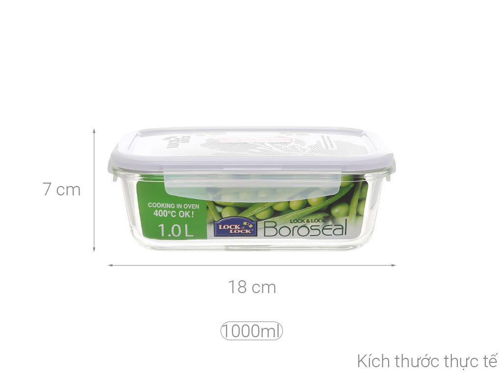 Hộp Bảo Quản Thủy Tinh Hình Chữ Nhật Lock&Lock-LLG445 200x152x74mm 1.0L