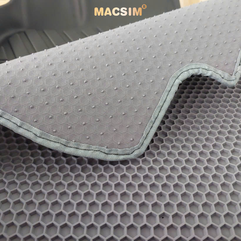 Thảm 2 lớp (sd3) dạng lưới lục giác cho Mitsubishi Xpander 2020-2025 (màu ghi) bề mặt cao su siêu sạch nhãn hiệu Macsim