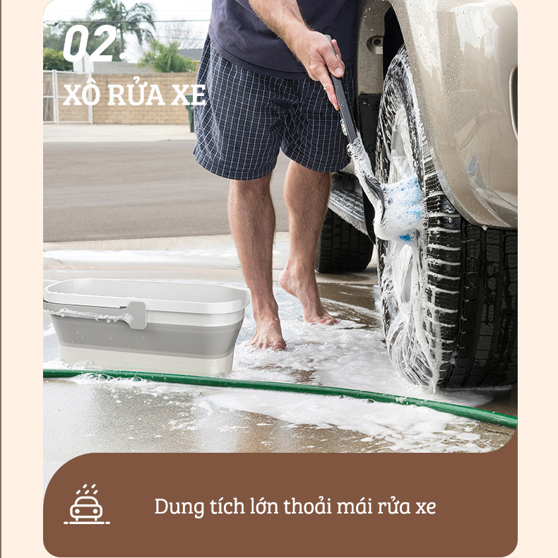 Xô Nhựa Cao Cấp Gấp Gọn Đa Năng Damas, Xô Nước Lau Nhà Vệ Sinh Nhà Cửa - Chất Liệu Nhựa PP An Toàn Cho Người Tiêu Dùng - Dung Tích 12L Phù Hợp Với Nhiều Nhu Cầu Sử Dụng: Rửa Xe, Câu Cá, Để Đồ Đạc,...Thiết Kế Kèm Quai Xách Tay Thuận Tiện Di Chuyển