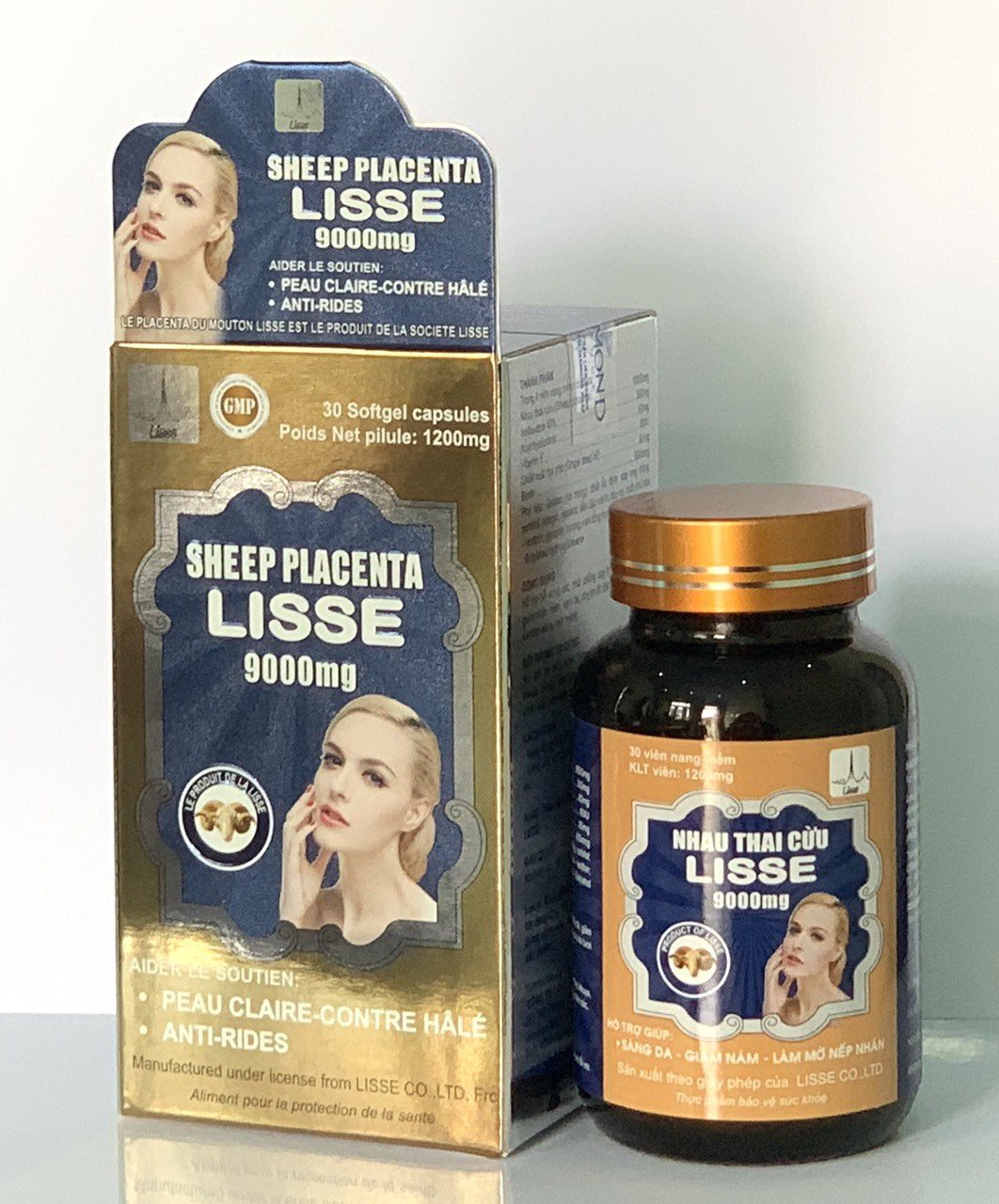 Lisse nhau thai cừu 9000mg - (Hộp 30 viên )- Sáng Da, Mờ Nám , Nếp Nhăn .
