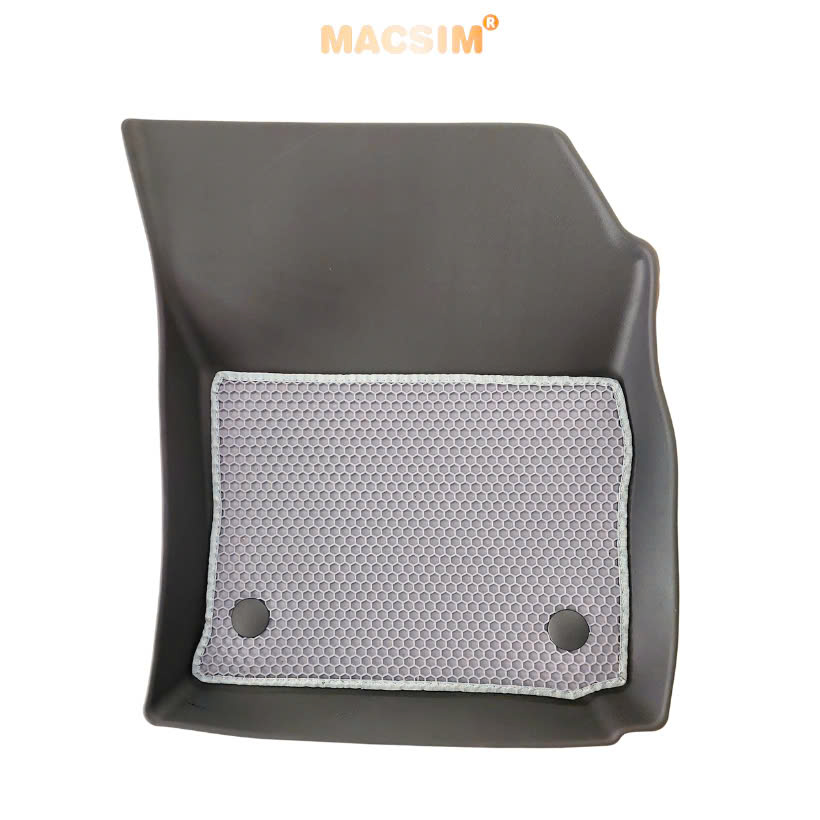 Thảm sd3 dạng lưới lục giác 2 lớp Mitsubishi Attrage (màu ghi) bề mặt cao su siêu sạch nhãn hiệu Macsim