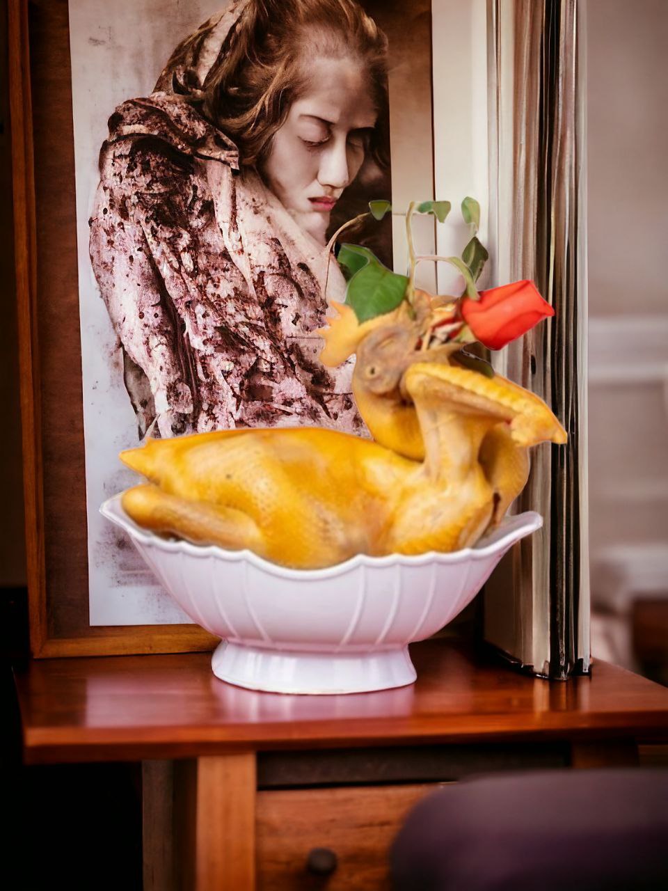 Bát đựng gà ngày tết có cỗ bàn gia đình chất liệu melame siêu bền hình thuyền đẹp mắt. Bát đựng gà nguyên con, bát đựng hoa quả gọn gàng vô cùng tiện dụng