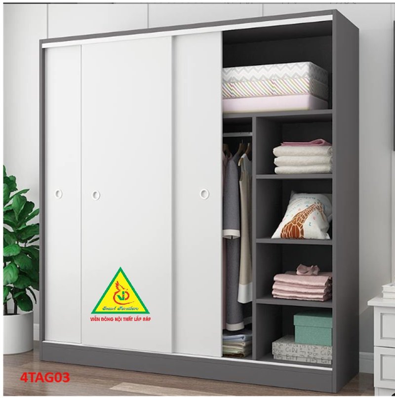 Tủ quần áo gỗ MDF 4TAG03 - Nội thất lắp ráp Viễn Đông ADV