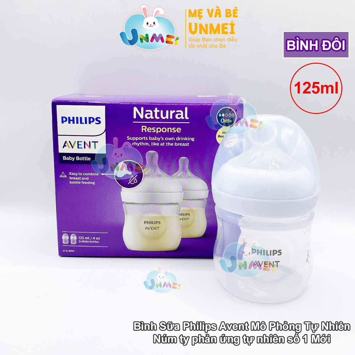 Bình sữa mô phỏng tự nhiên mới hiệu Philips Avent cho trẻ từ 0 tháng tuổi (125ml-đôi)_SCY900.02