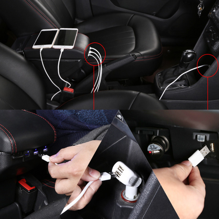 Bộ Hộp Tỳ Tay Ô Tô Cao Cấp Dành Cho Kia Rio Tích Hợp 7 cổng USB - Mã sản phẩm DUSB-KIRO