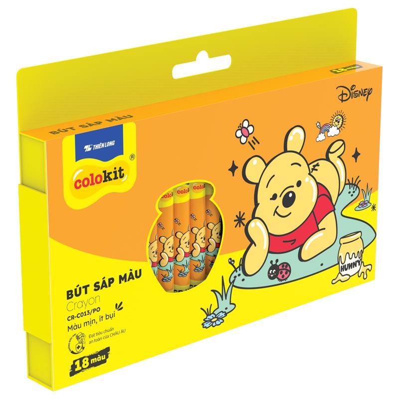 Hộp 18 Bút Sáp Màu Crayon - Colorkit CR-C013/PO - Hình Gấu Pooh
