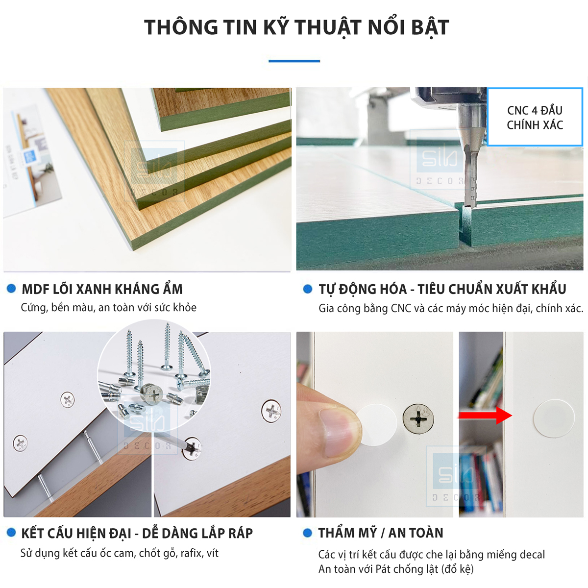 Kệ Đầu Giường Nhiều Ngăn Đa Năng Thương Hiệu SIB Decor KDG08