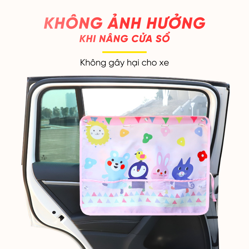 Màn che nắng cửa xe ô tô có miếng hút chắc chắn, rèm che nắng hoạt hình dễ thương vải siêu dày - giao mẫu ngẫu nhiên