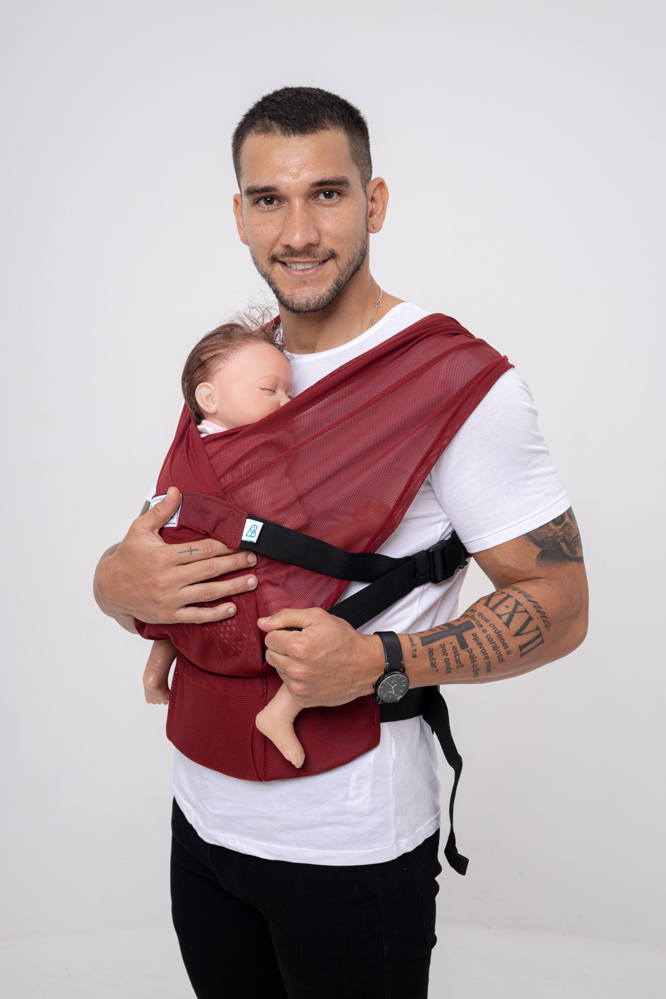Địu vải BUBI Gen 3 - 100% LƯỚI - ĐỎ ĐÔ