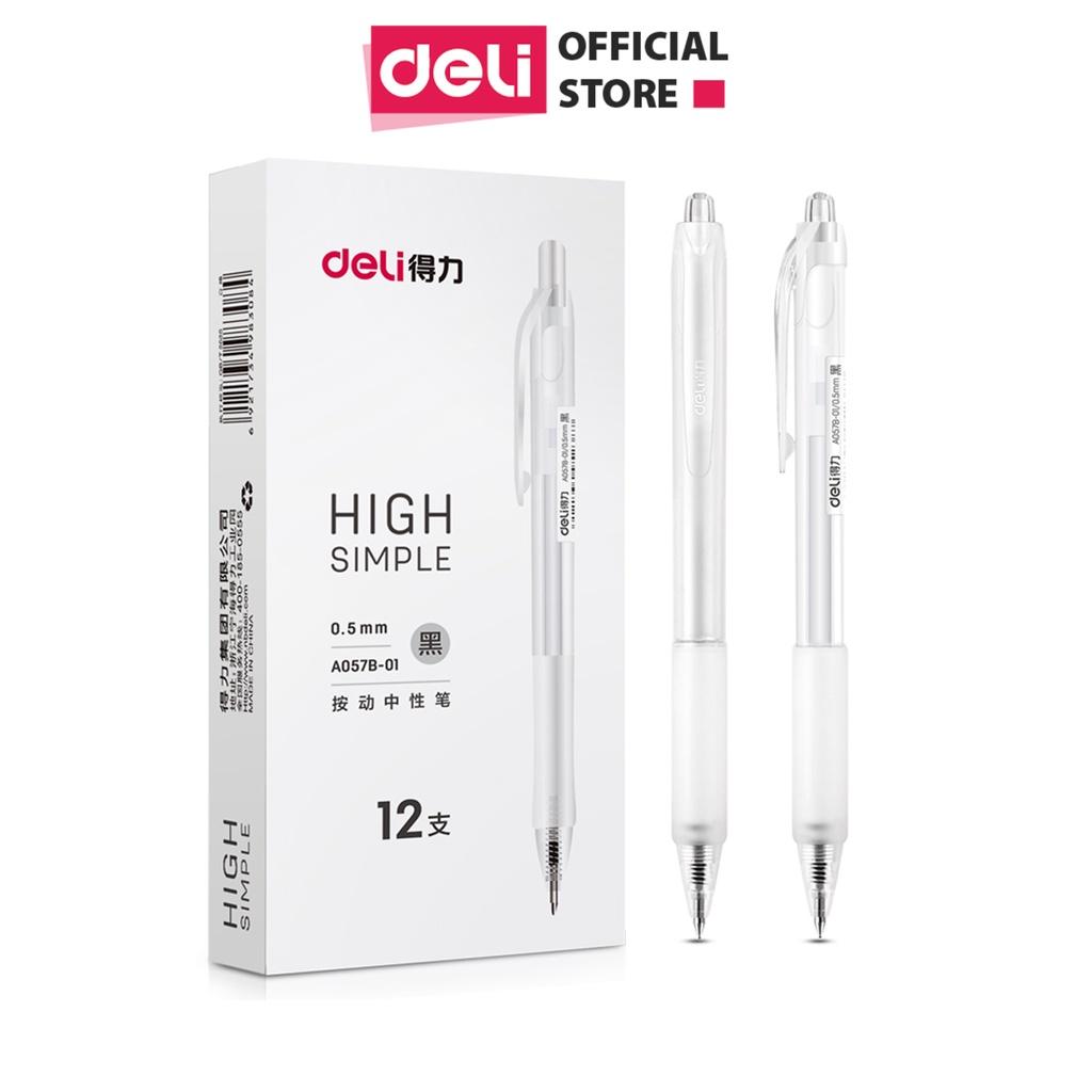 Bút Bi Nước Văn Phòng Mực Gel Màu Đen Deli Thiết Kế Vỏ Trong Suốt Ngòi 0.5mm Dành Cho Văn Phòng Học Sinh 1 Chiếc