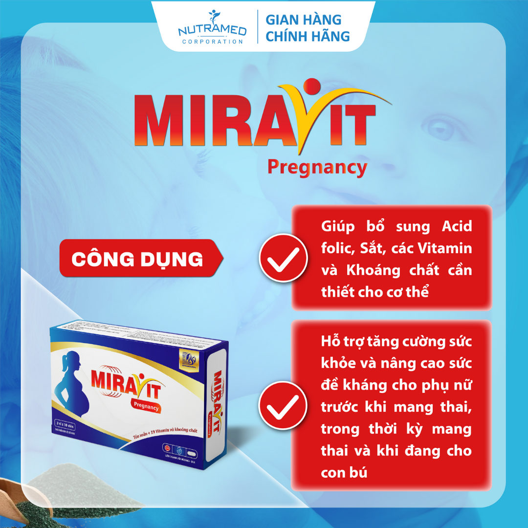 Viên uống Miravit Pregnancy bổ sung dưỡng chất thiết yếu cho phụ nữ mang thai (30 viên) - Nutramed