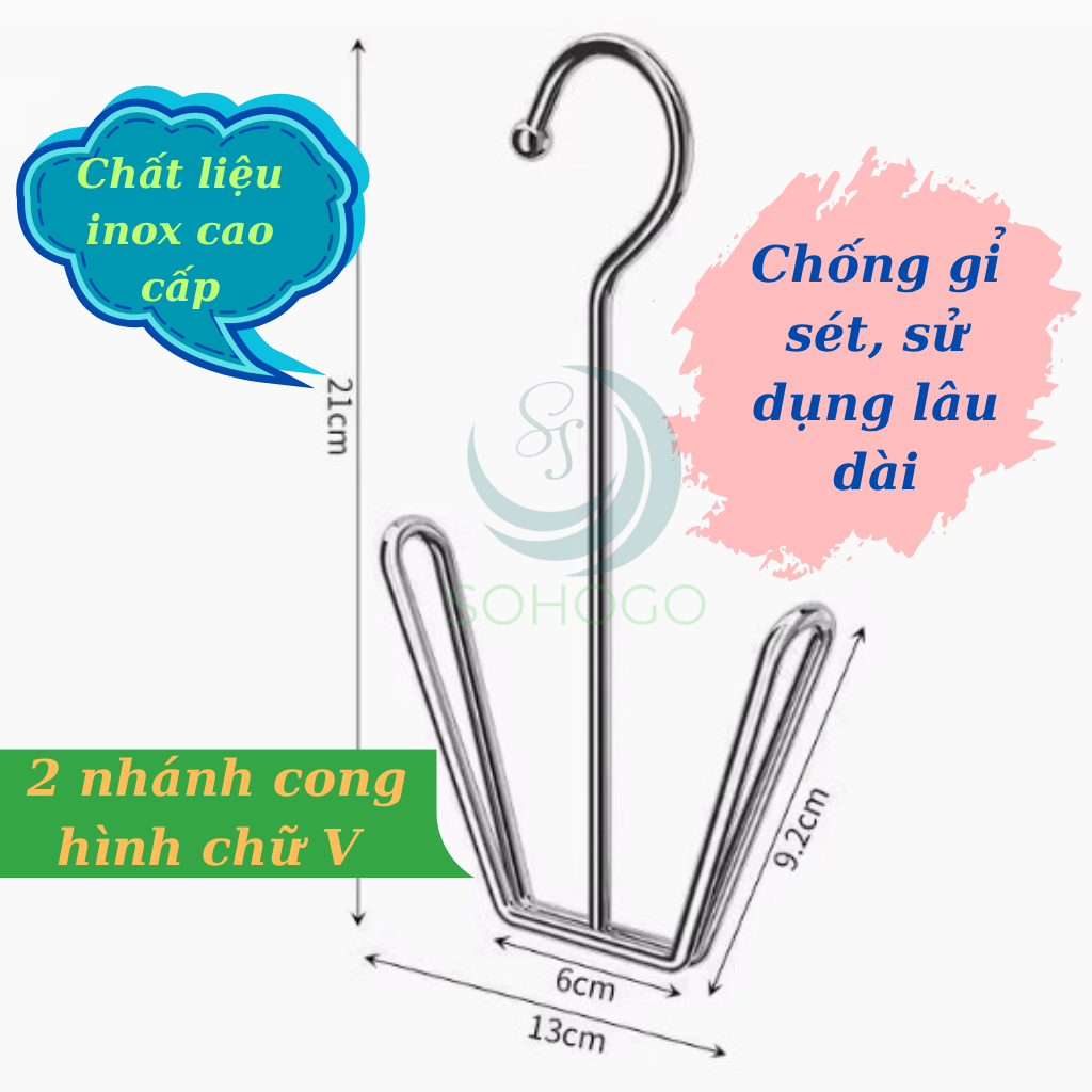 Bộ 2 Móc Treo Giày Đôi Inox Đa Năng- Móc Phơi Giày Thông Minh Chống Gỉ - Móc Sắt Treo Dép – Giày – Chai Đa Dụng