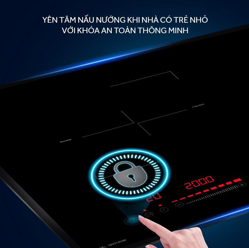 Miễn phí giao lắp toàn quốc - Bếp Âm Từ Đôi Premium Nagakawa NAG1202M (73 cm) - Made in Malaysia - Bảo hành 5 năm - Hàng Chính Hãng