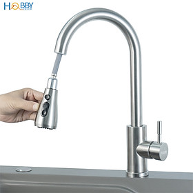 Vòi rửa chén nóng lạnh inox 304 dây rút 3 chế độ Hobby home decor VDR10