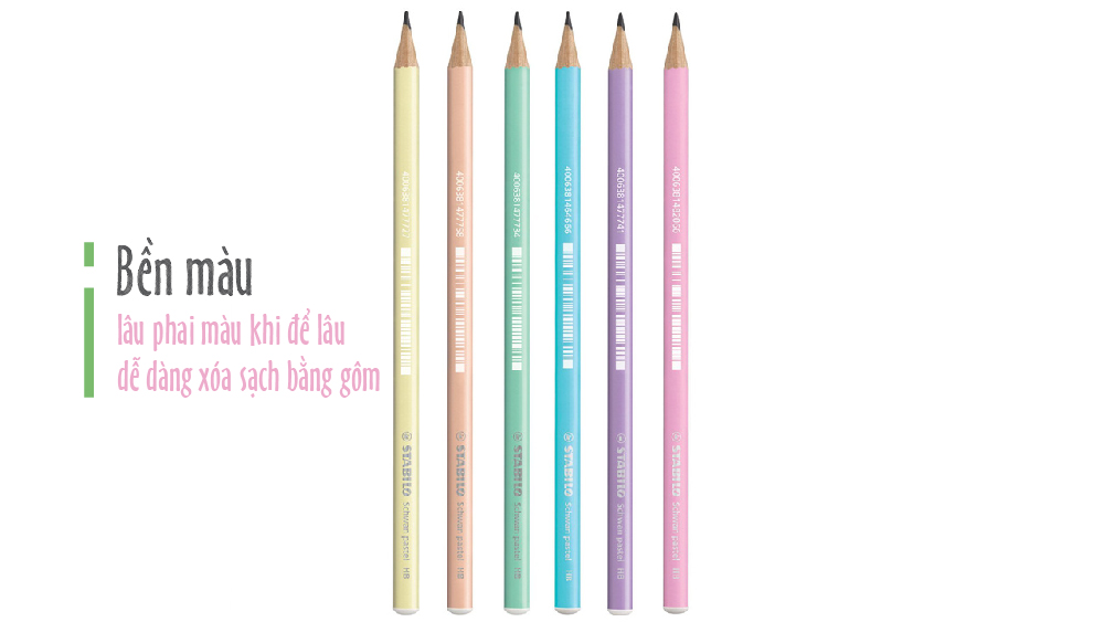 Bộ bút chì gỗ STABILO Schwan pastel 421 2B thân tròn - Bộ 2 bút thân màu hồng + Gôm tẩy ER193 + Chuốt chì PS4538 (PC421R-C2S+)