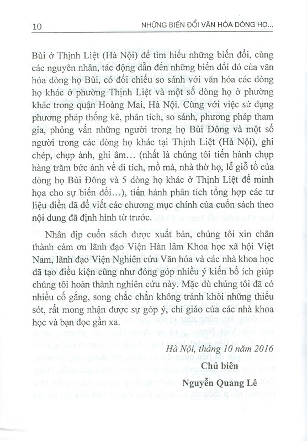 Những Biến Đổi Văn Hóa Dòng Họ Người Việt Thời Kỳ Đổi Mới Và Hội Nhập Quốc Tế (Nghiên Cứu Trường Hợp Dòng Họ Ở Thịnh Liệt - Hà Nội)