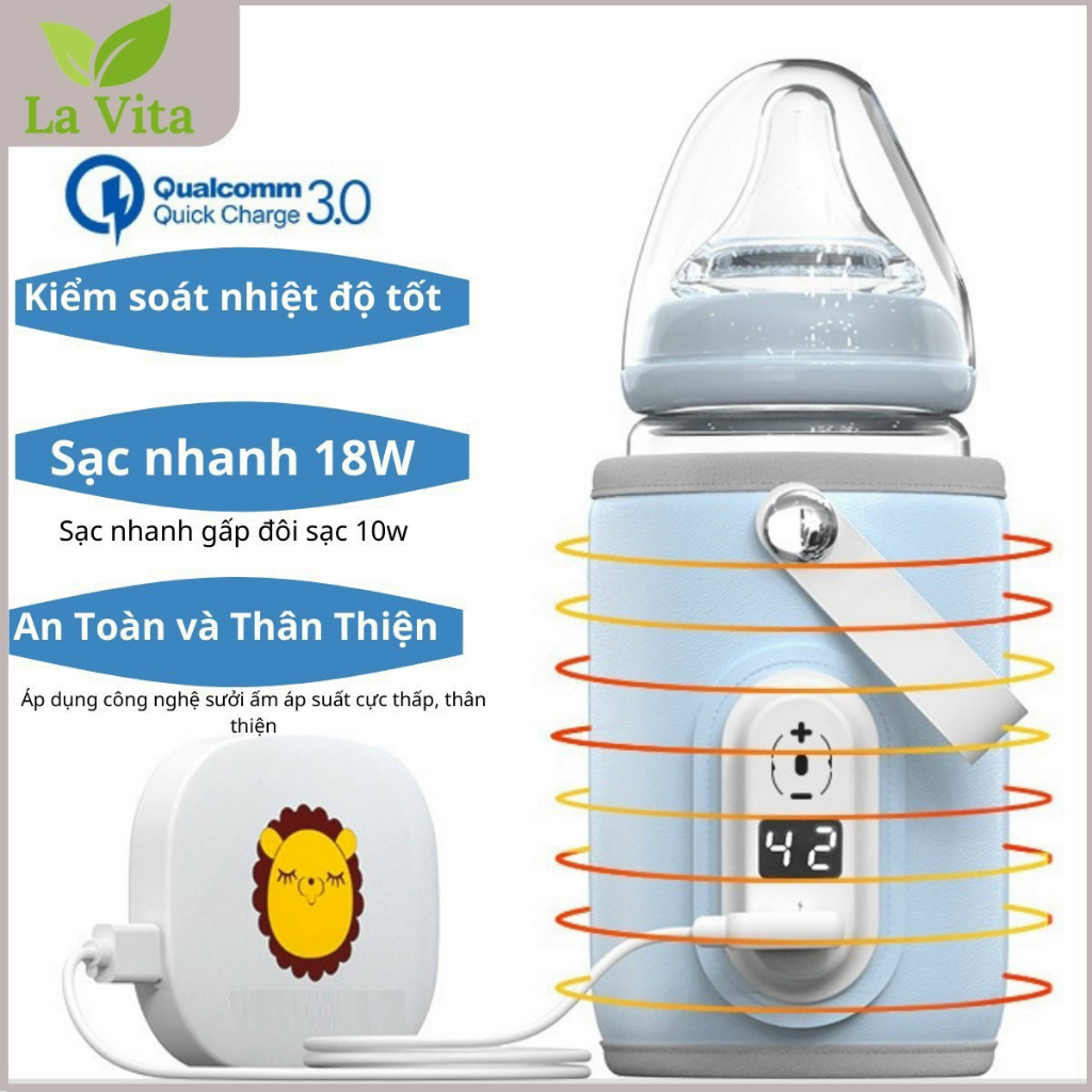 Máy ủ bình sữa di động thông minh La Vita - Máy hâm sữa tích điện Lavita