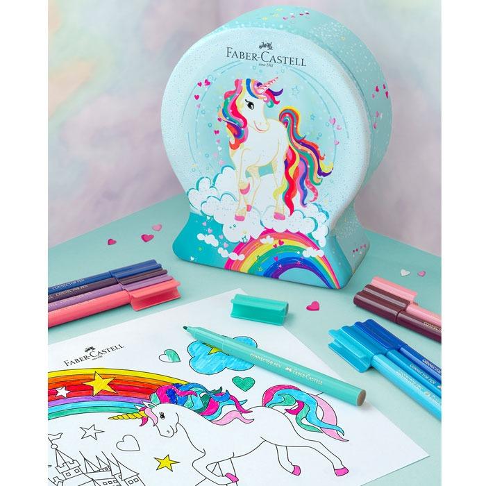 Hộp 33 Bút Lông Màu Connector Faber-Castell 15 55 44 - Hộp Hình Ngựa Unicorn