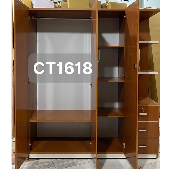Tủ quần áo nhựa 3 cánh kèm kệ và ngăn kéo ĐV Tundo 164 x 185 x 47 cm nhiều màu lựa chọn