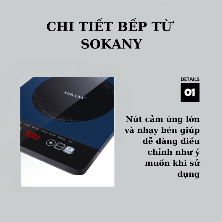 Bếp điện từ CẢM ỨNG SOKANY SK-07048 công suất 2200W, bếp từ đơn đa năng với 8 chế độ nấu - HÀNG CHÍNH HÃNG