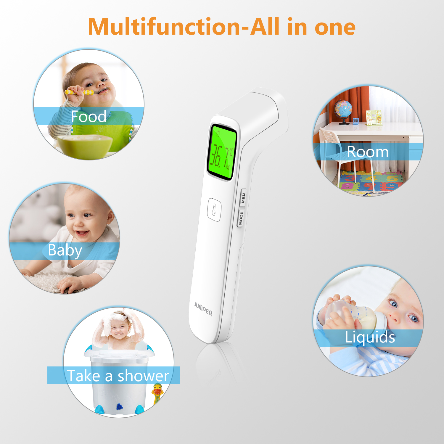 Nhiệt Kế Điện Tử Hồng Ngoại Đo Trán, Đo cơ Thể Không Tiếp Xúc Jumper JPD-FR203