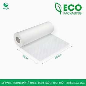 MHP7TC - 50cm x 25m - Cuộn giấy tổ ong chống sốc - Kraft trắng Cao Cấp - Giấy gói hàng, gói quà