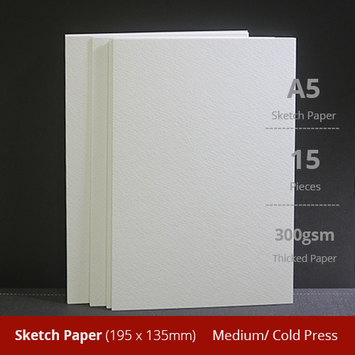 Giấy vẽ A5L chuyên dụng cao cấp giấy Sketch vẽ đẹp 2 mặt, chất giấy có vân màu trắng kem sang, giấy nhập khẩu 100% từ Ý định lượng 300gsm, xấp giấy15 tờ Green Art - Hàng chính hãng