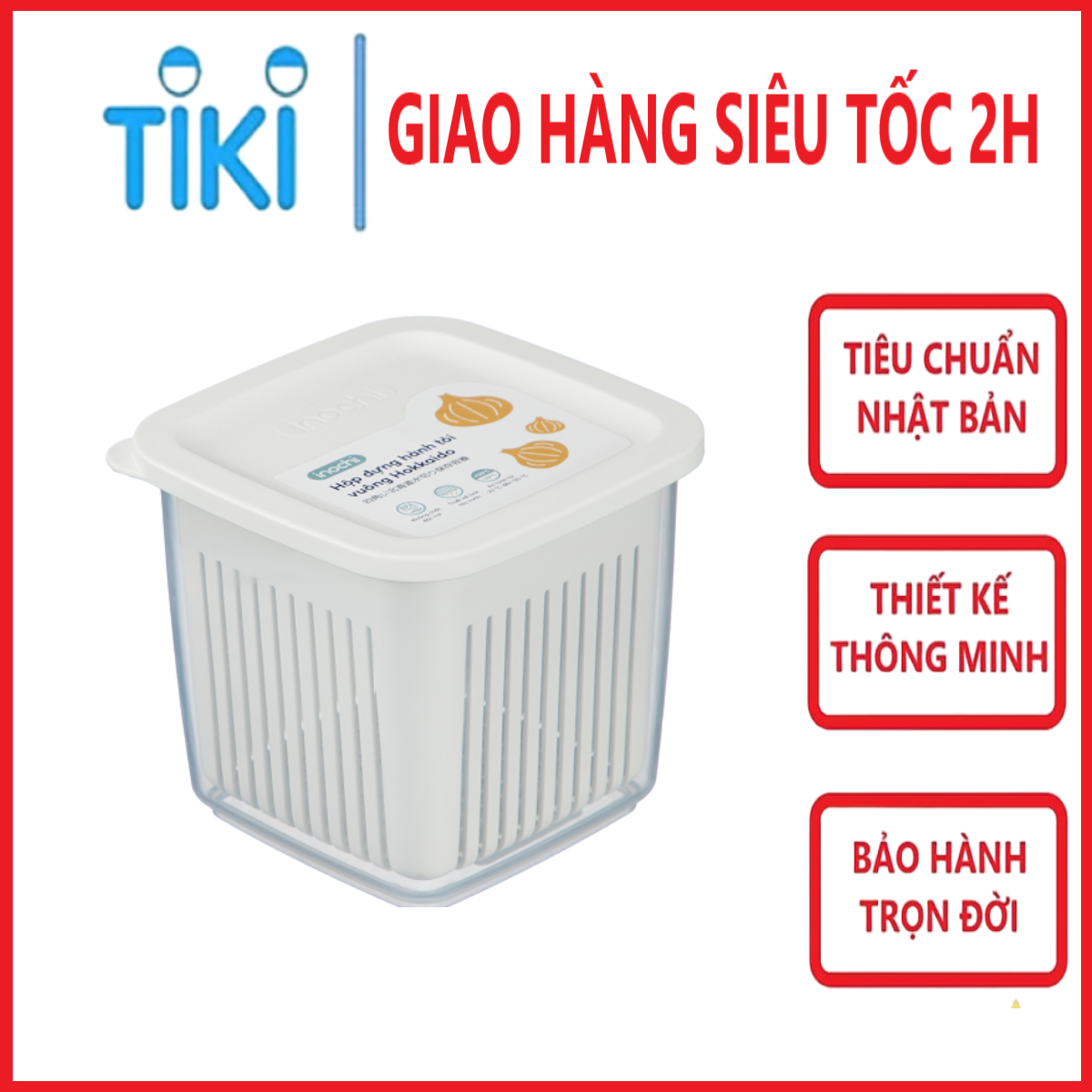 Hộp đựng hành tỏi, Nắp vặn kín niêm phong tốt, không bay mùi - Chính hãng inochi, tiêu chuẩn nhật bản