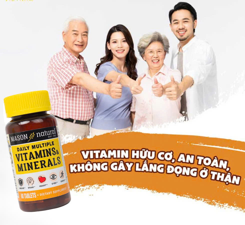 Viên uống Bổ sung vitamin tổng hợp cho cơ thể Mason Natural Daily Multiple Vitamins With Minerals – lọ 60 viên