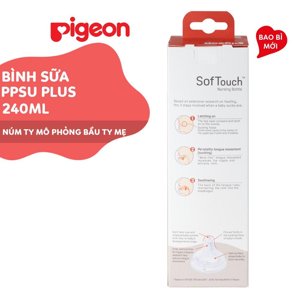 Bình sữa cổ rộng PPSU Plus Pigeon 160ml/ 240ml
