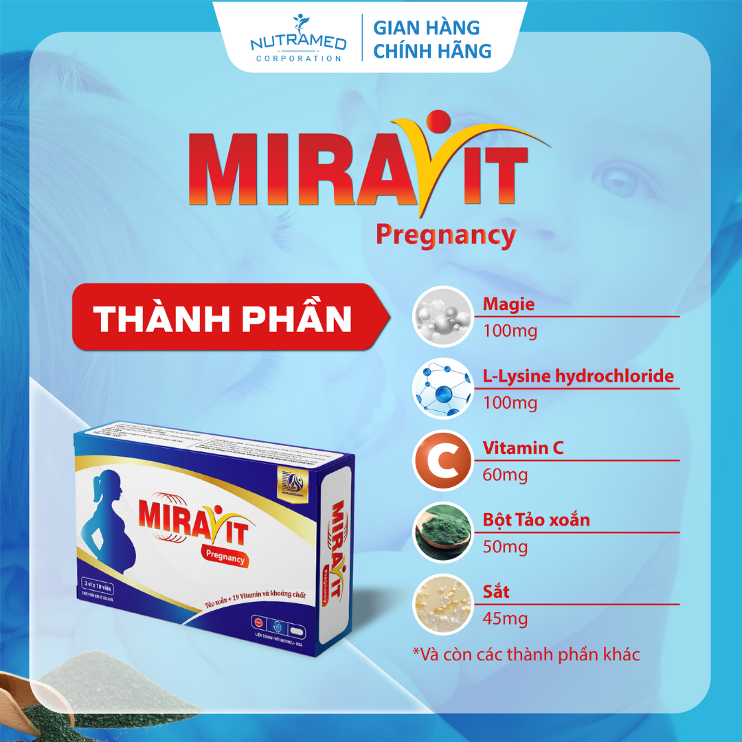 Viên uống Miravit Pregnancy bổ sung dưỡng chất thiết yếu cho phụ nữ mang thai (30 viên) - Nutramed