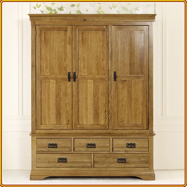 Tủ áo 3 Cánh + 5 Ngăn Kéo Dưới gỗ Oak Juno Sofa