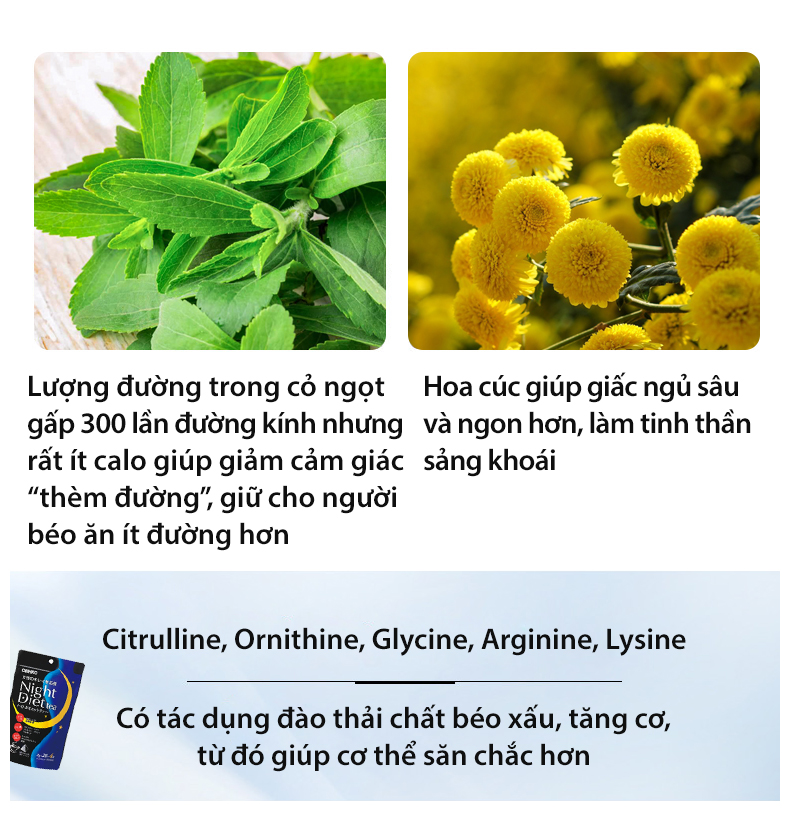 Trà đốt mỡ và kiểm soát cân nặng Night Diet Tea Orihiro Nhật Bản thải độc cơ thể, cải thiện chất lượng giấc ngủ gói 24 túi lọc JN-OR-NI01