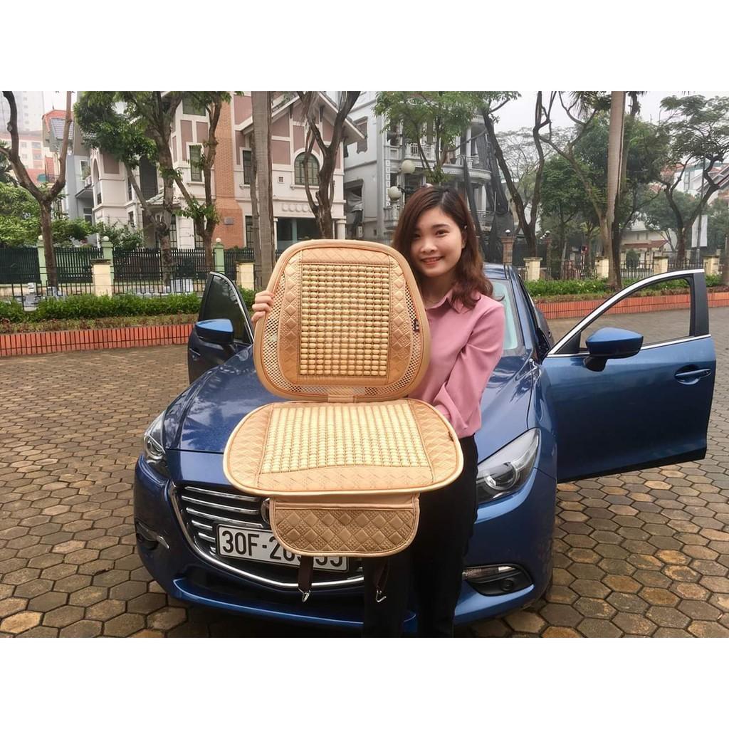 ( Dành Cho ) Bộ Tựa Lưng Lót Ghế Ô Tô Có Hạt Gỗ Massage Hàng Cao Cấp