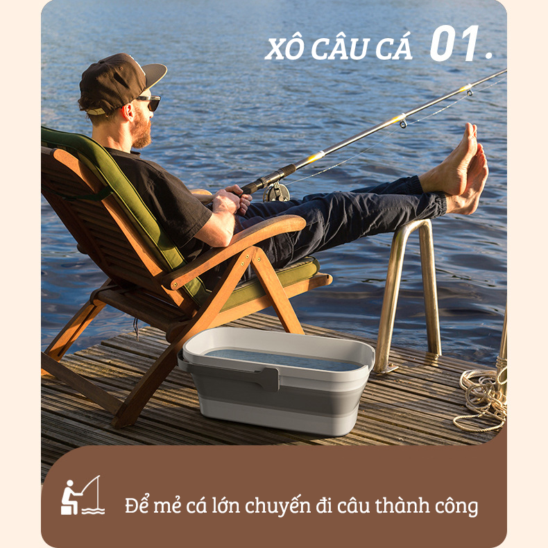 Xô Nhựa Cao Cấp Gấp Gọn Đa Năng Damas, Xô Nước Lau Nhà Vệ Sinh Nhà Cửa - Chất Liệu Nhựa PP An Toàn Cho Người Tiêu Dùng - Dung Tích 12L Phù Hợp Với Nhiều Nhu Cầu Sử Dụng: Rửa Xe, Câu Cá, Để Đồ Đạc,...Thiết Kế Kèm Quai Xách Tay Thuận Tiện Di Chuyển