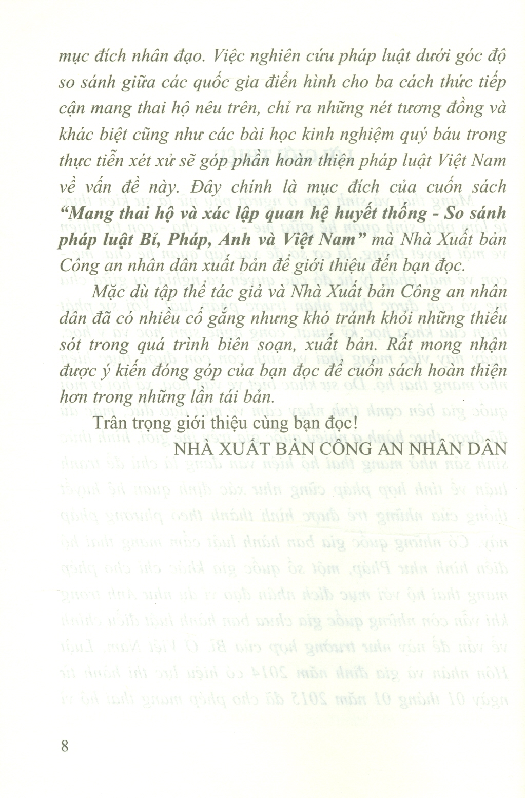 Mang Thai Hộ Và Xác Lập Quan Hệ Huyết Thống So Sánh Pháp Luật Bỉ, Pháp, Anh Và Việt Nam (Sách chuyên khảo)