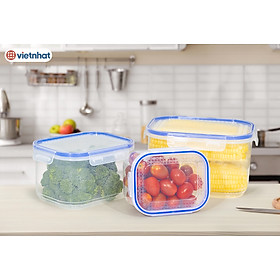Bộ 3 hộp đựng bảo quản thực phẩm để tủ lạnh có nắp khóa gioong silicon kín chắc chắn cao cấp MHVN 6532