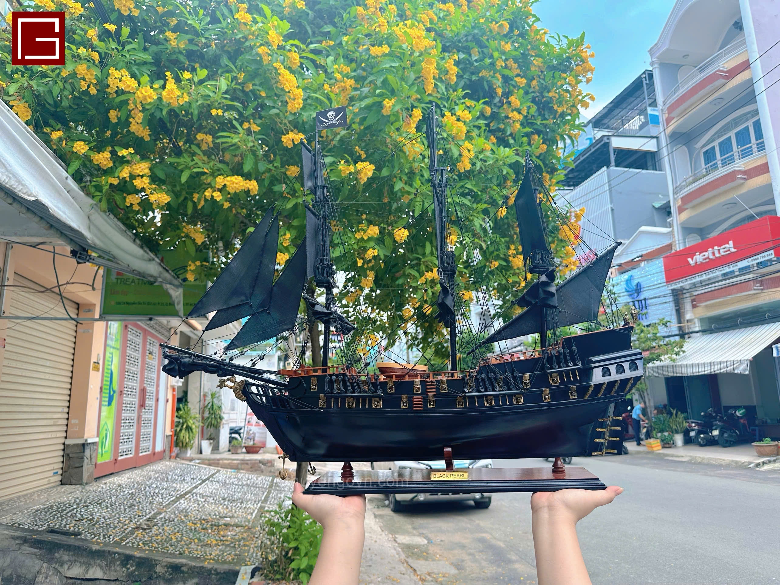 Mô Hình Thuyền Gỗ Trang Trí BLACK PEARL, thuyền cướp biển vùng caribbean, thuyền ngọc trai đen, hàng chính hãng
