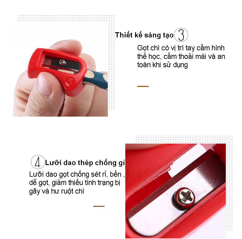 Bút chì gỗ hình thể học STABILO EASYgraph, EASYwrite - Chuốt chì EASYgraph thuận tay phải (PSE4532R)