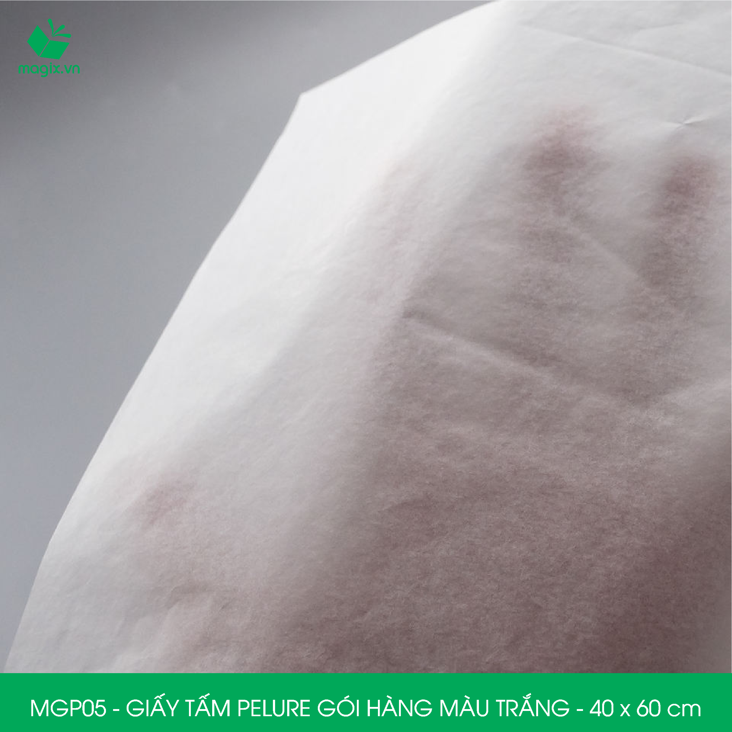 MGP05 - 40x60 cm - 100 tấm giấy Pelure trắng gói hàng, giấy chống ẩm 2 mặt mịn, giấy bọc hàng thời trang