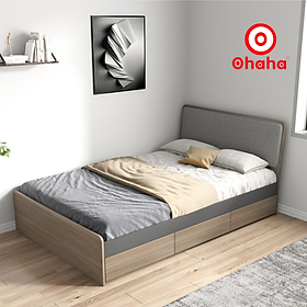 [Miễn phí vận chuyển & lắp đặt] Giường ngủ thông minh cao cấp bọc nệm đầu giường gỗ công nghiệp Ohaha - GN005