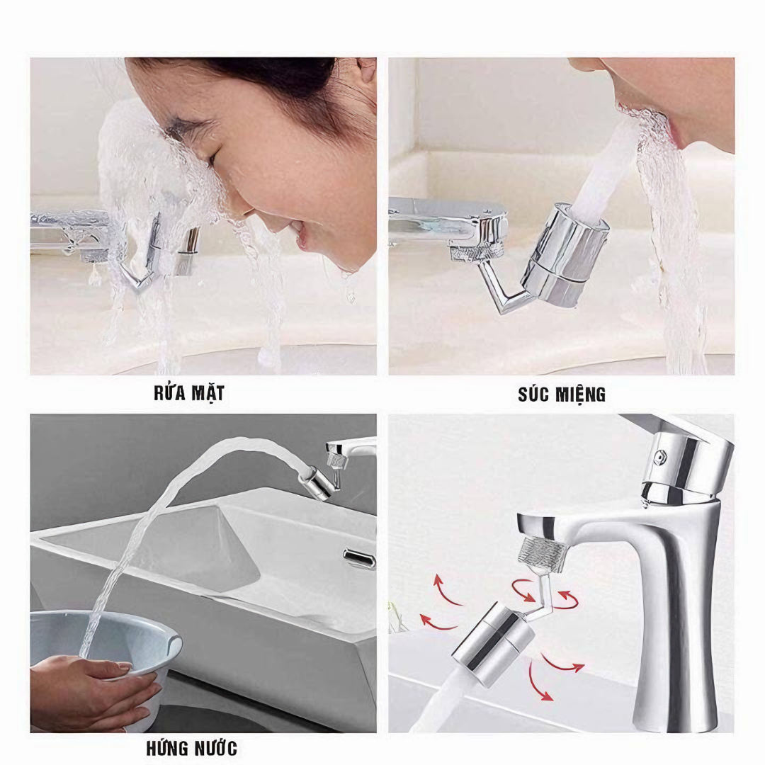 Đầu gắn vòi rửa chén KG47 tăng áp vòi xoay 720 độ lắp vòi nước bồn rửa mặt lavabo 2 chế độ xả, tiết kiệm nước- Hàng chính hãng