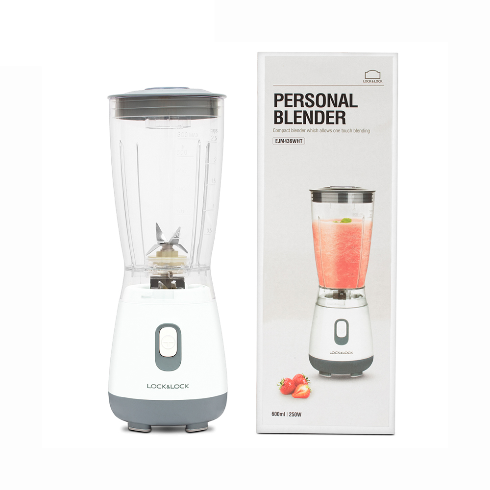 Máy xay sinh tố Lock&Lock 600ml Personal Blender màu trắng EJM436WHT - Hàng chính hãng, thao tác 1 chạm, lưỡi xay bén - JoyMall